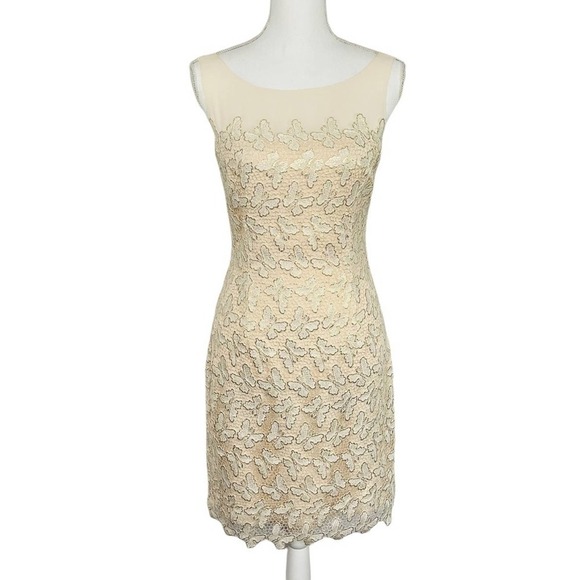 Lilly Pulitzer Fulton Dress Gold Metallic Papillon Lace - Picture 4 of 14